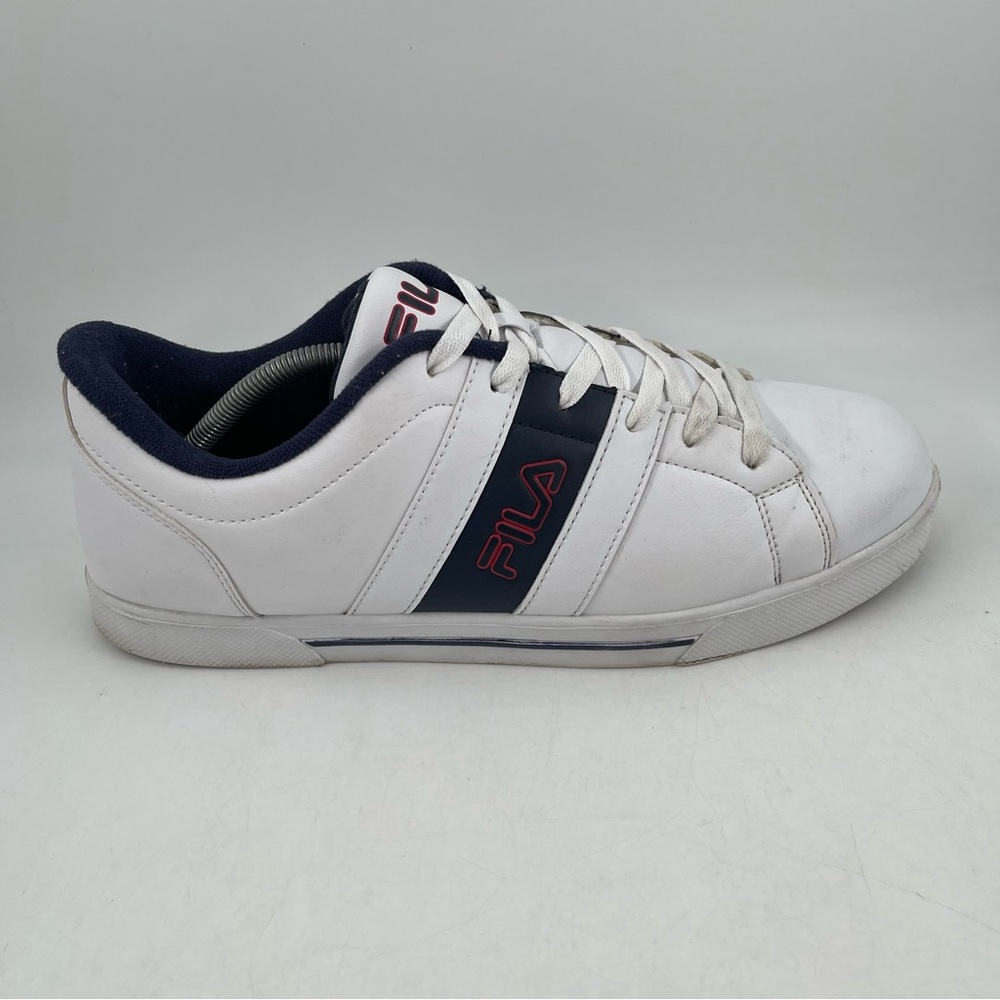 Fila Men’s White Navy Blue Red Athletic Shoes Lace-Up Low Top Sneakers - Size 13
